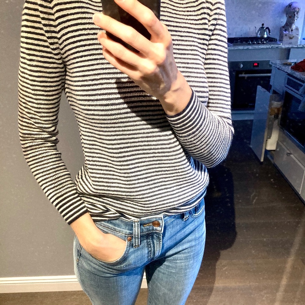 J.Crew navy striped sweater merino